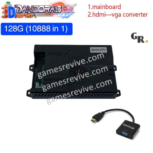 Console Pandora Saga EX2 3D — 10 888 jeux, 128 Go, kit borne — Console seule Console Pandora Saga EX2 3D — 10 888 jeux, 128 Go, kit borne