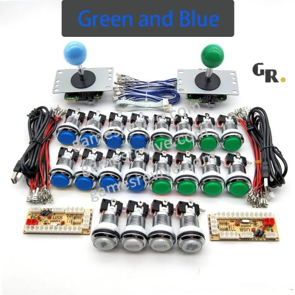 Kit joysticks et boutons d'arcade USB — SANWA, LED chromées, monnayeur