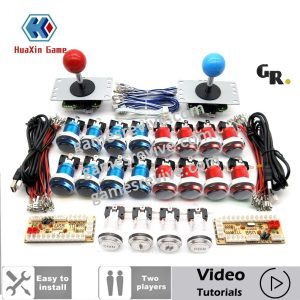 Kit boutons et joysticks d&rsquo;arcade LED transparents — USB zéro latence, 2 joueurs
