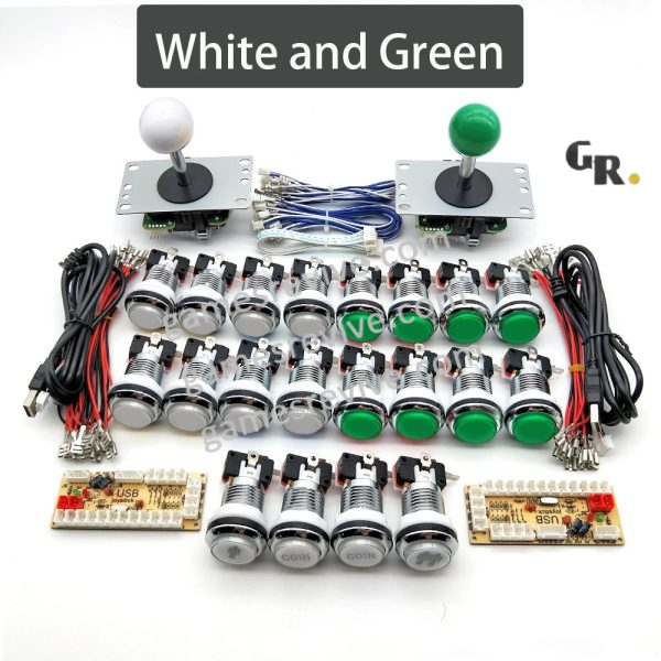 Kit joysticks et boutons d'arcade USB — SANWA, LED chromées, monnayeur