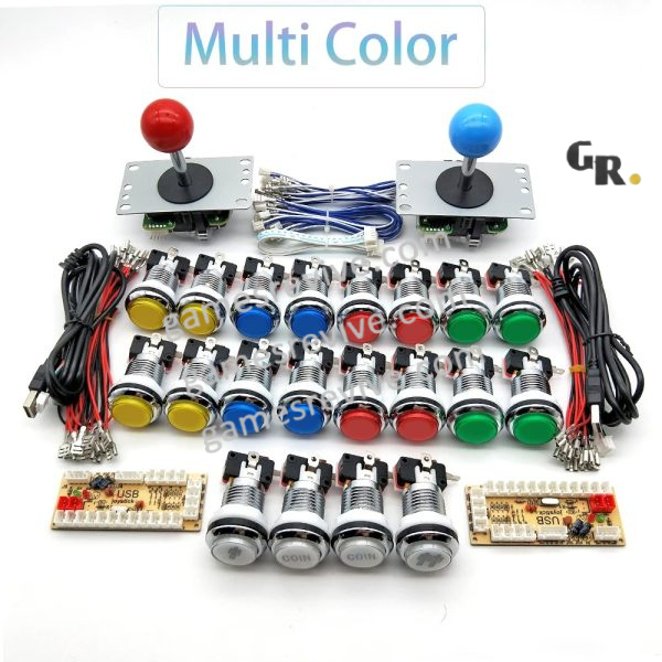 Kit joysticks et boutons d'arcade USB — SANWA, LED chromées, monnayeur