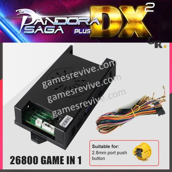 Carte Pandora Saga DX2 — 26 800 jeux, version familiale — Carte + faisceau 2,8 mm Carte Pandora Saga DX2 — 26 800 jeux, version familiale
