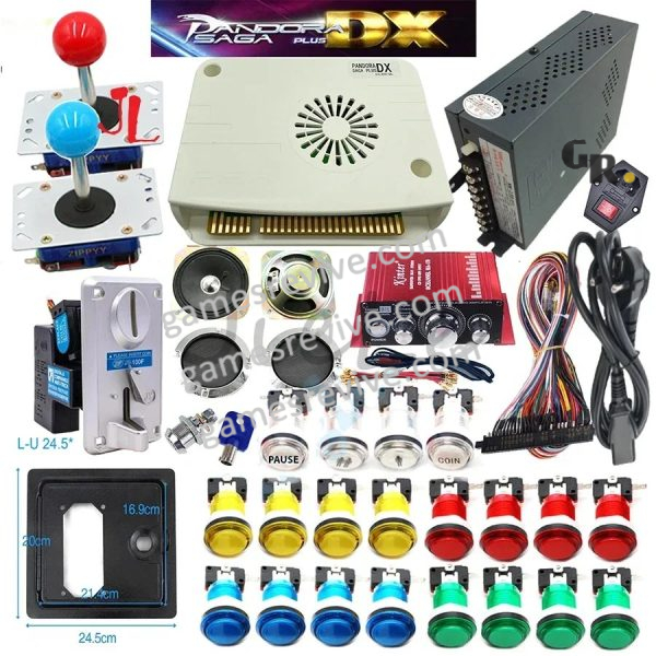 Kit borne Pandora Saga DX — 9 800 jeux, sortie CRT et monnayeur