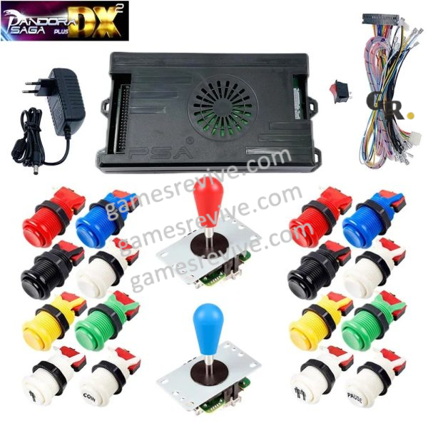 Kit borne d'arcade Pandora Saga DX 2 Plus — joysticks et boutons, 9 800 jeux — Multicolore Kit borne d'arcade Pandora Saga DX 2 Plus — joysticks et boutons, 9 800 jeux