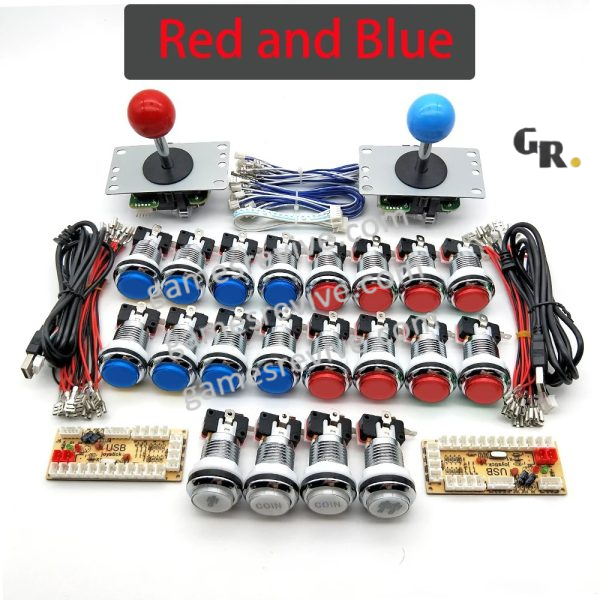 Kit joysticks et boutons d'arcade USB — SANWA, LED chromées, monnayeur