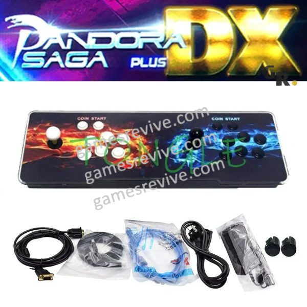 Console d'arcade Pandora Saga Plus DX — 26 800 jeux, 6 boutons, pause et sauvegarde — Décor C Console d'arcade Pandora Saga Plus DX — 26 800 jeux, 6 boutons, pause et sauvegarde