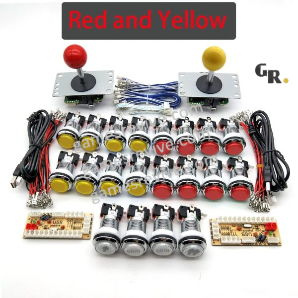 Kit joysticks et boutons d'arcade USB — SANWA, LED chromées, monnayeur