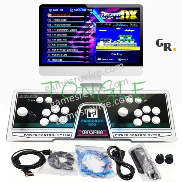 Console d'arcade Pandora Saga Plus DX — 26 800 jeux, 6 boutons, pause et sauvegarde — Décor D Console d'arcade Pandora Saga Plus DX — 26 800 jeux, 6 boutons, pause et sauvegarde