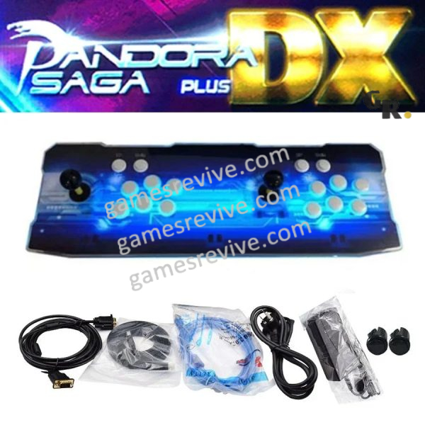 Console d'arcade Pandora Saga Plus DX — 26 800 jeux, 6 boutons, pause et sauvegarde — Décor E Console d'arcade Pandora Saga Plus DX — 26 800 jeux, 6 boutons, pause et sauvegarde