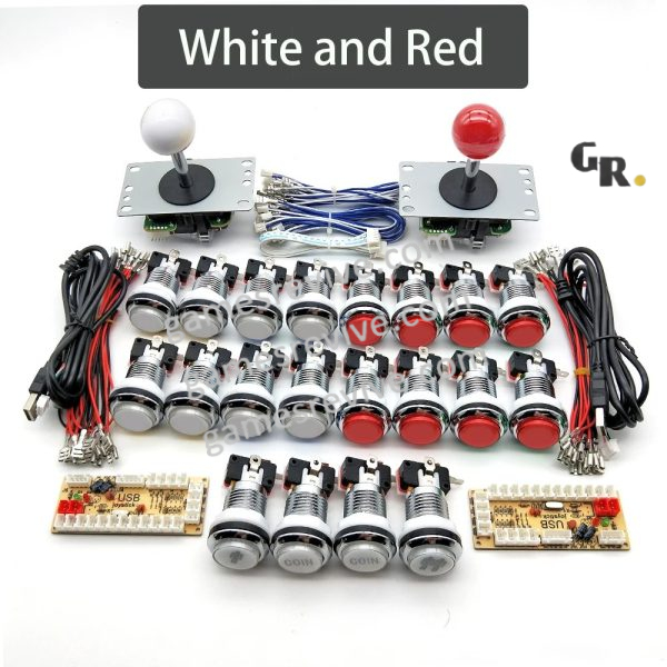 Kit joysticks et boutons d'arcade USB — SANWA, LED chromées, monnayeur