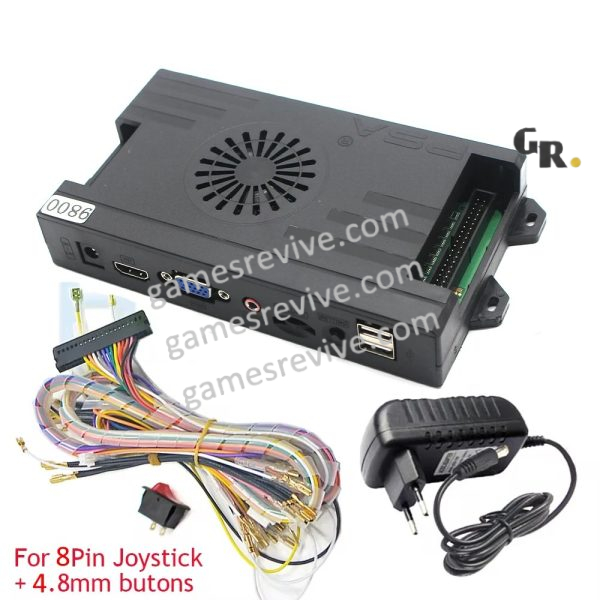 Carte Pandora Saga DX 2 Plus — version familiale, JAMMA, jusqu'à 26 800 jeux — 9 800 jeux + faisceau HAPP 4,8 mm Carte Pandora Saga DX 2 Plus — version familiale, JAMMA, jusqu'à 26 800 jeux