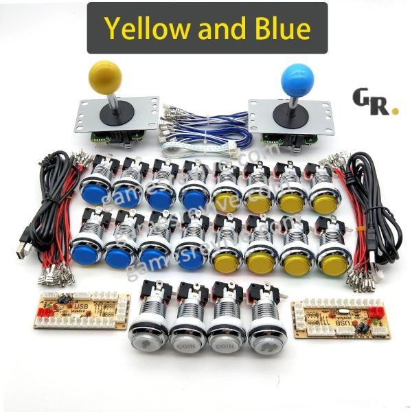 Kit joysticks et boutons d'arcade USB — SANWA, LED chromées, monnayeur