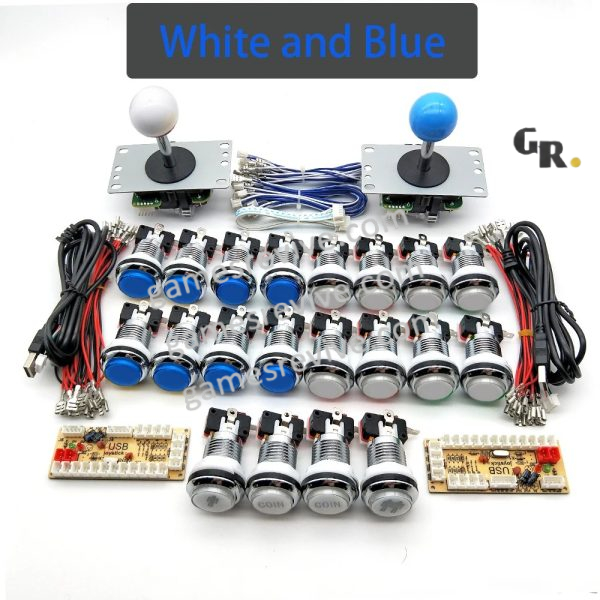 Kit joysticks et boutons d'arcade USB — SANWA, LED chromées, monnayeur
