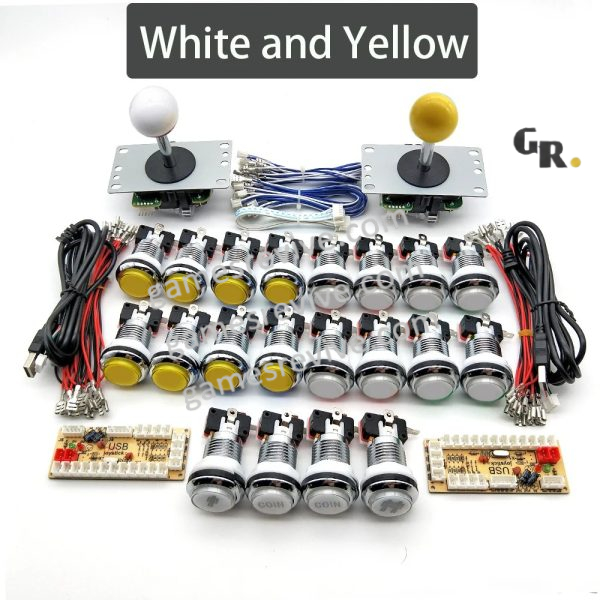 Kit joysticks et boutons d'arcade USB — SANWA, LED chromées, monnayeur
